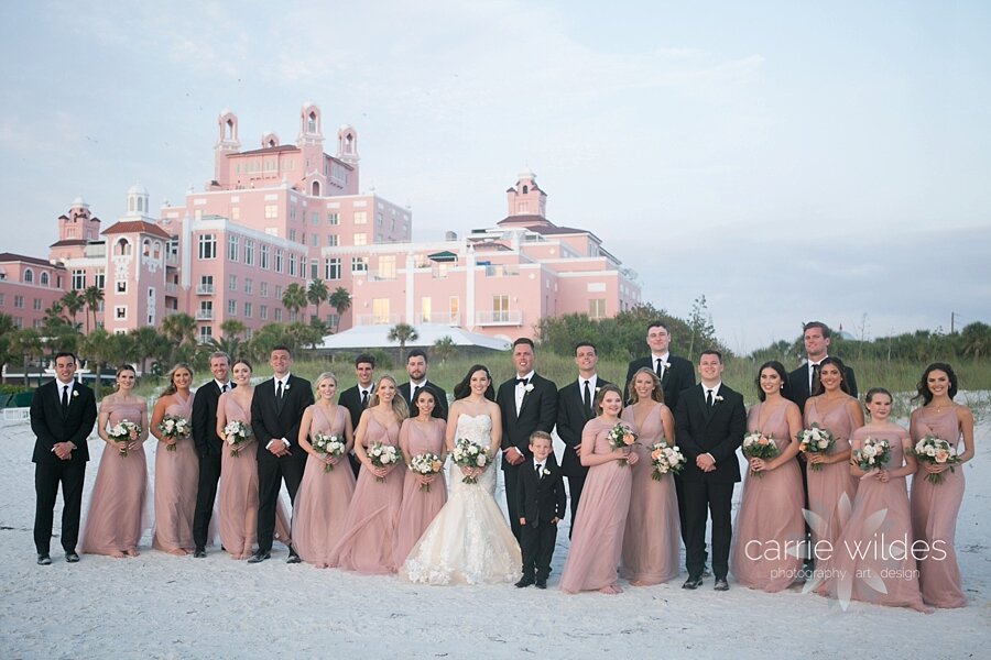 Wedding party outside the Don Cesar Beach Resort