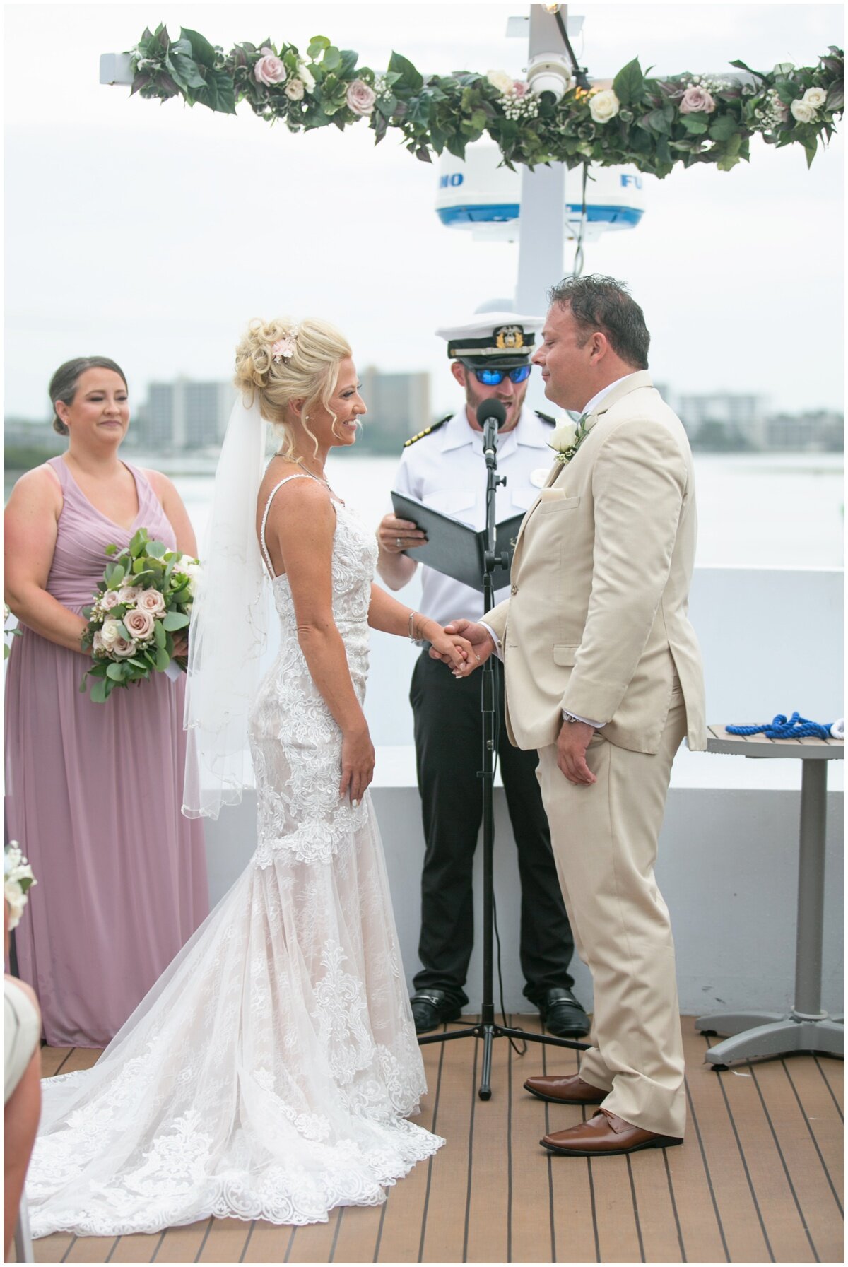  exchanging vows on Yacht Starship, Clearwater 