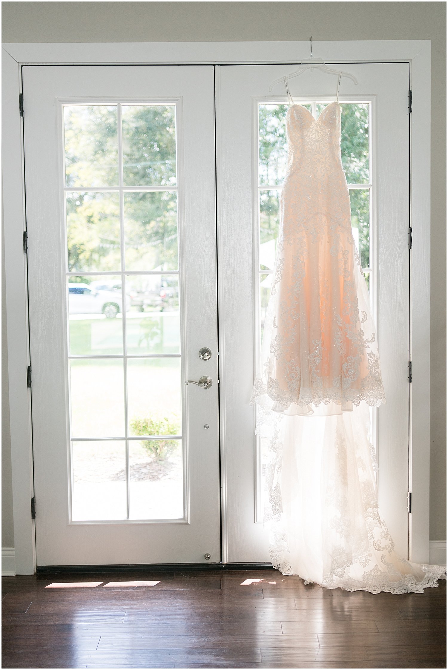  bride’s wedding dress hung out before the wedding 