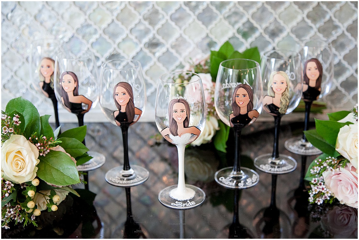  customized wine glass for the bridesmaids 