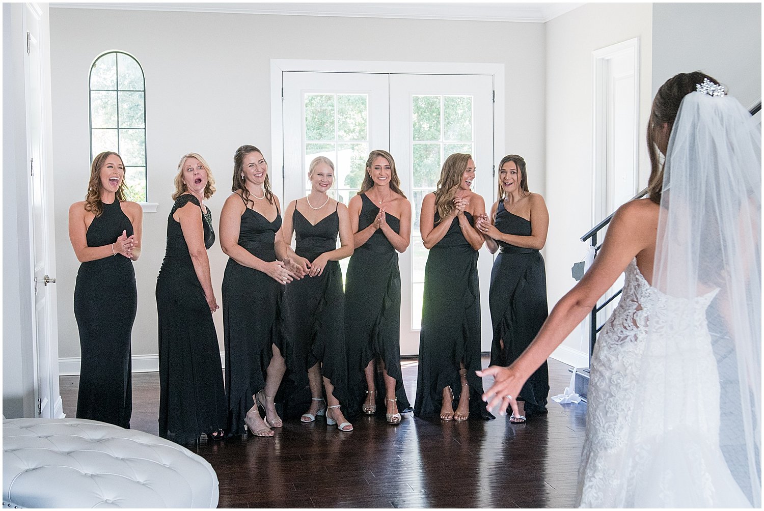  bride and bridesmaids first look 