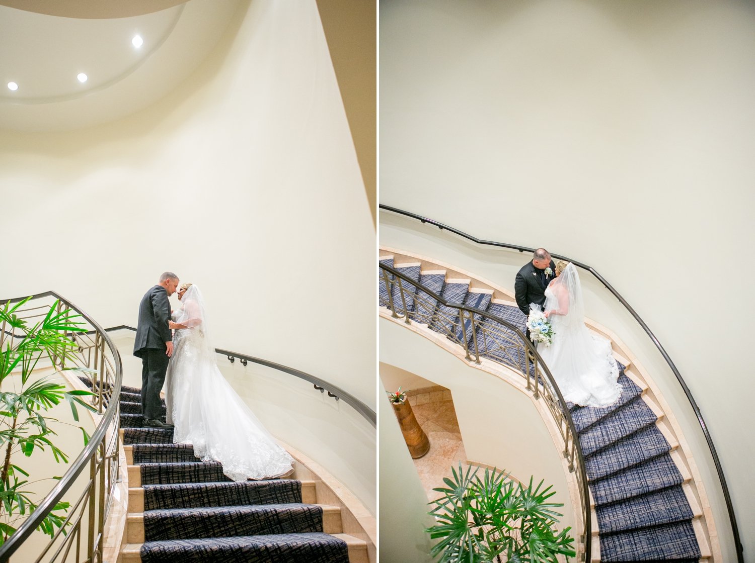 Bride and Groom on Grand Staircase at Grand Hyatt Tampa Bay