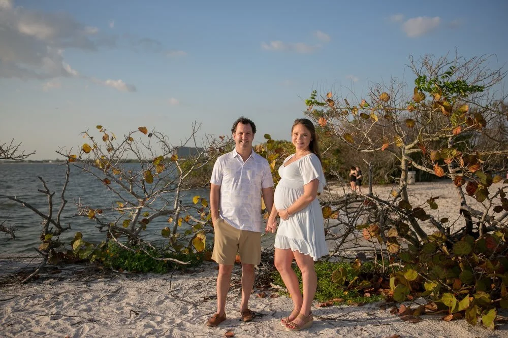 Logan &amp; Kevin, I cannot wait for you to see ALL your beautiful photos tonight! 🥹 This little mama is glowing and these two are just the sweetest. We had the most magical golden hour on the water &mdash; and here&rsquo;s a fun hidden gem 👀 &mdas