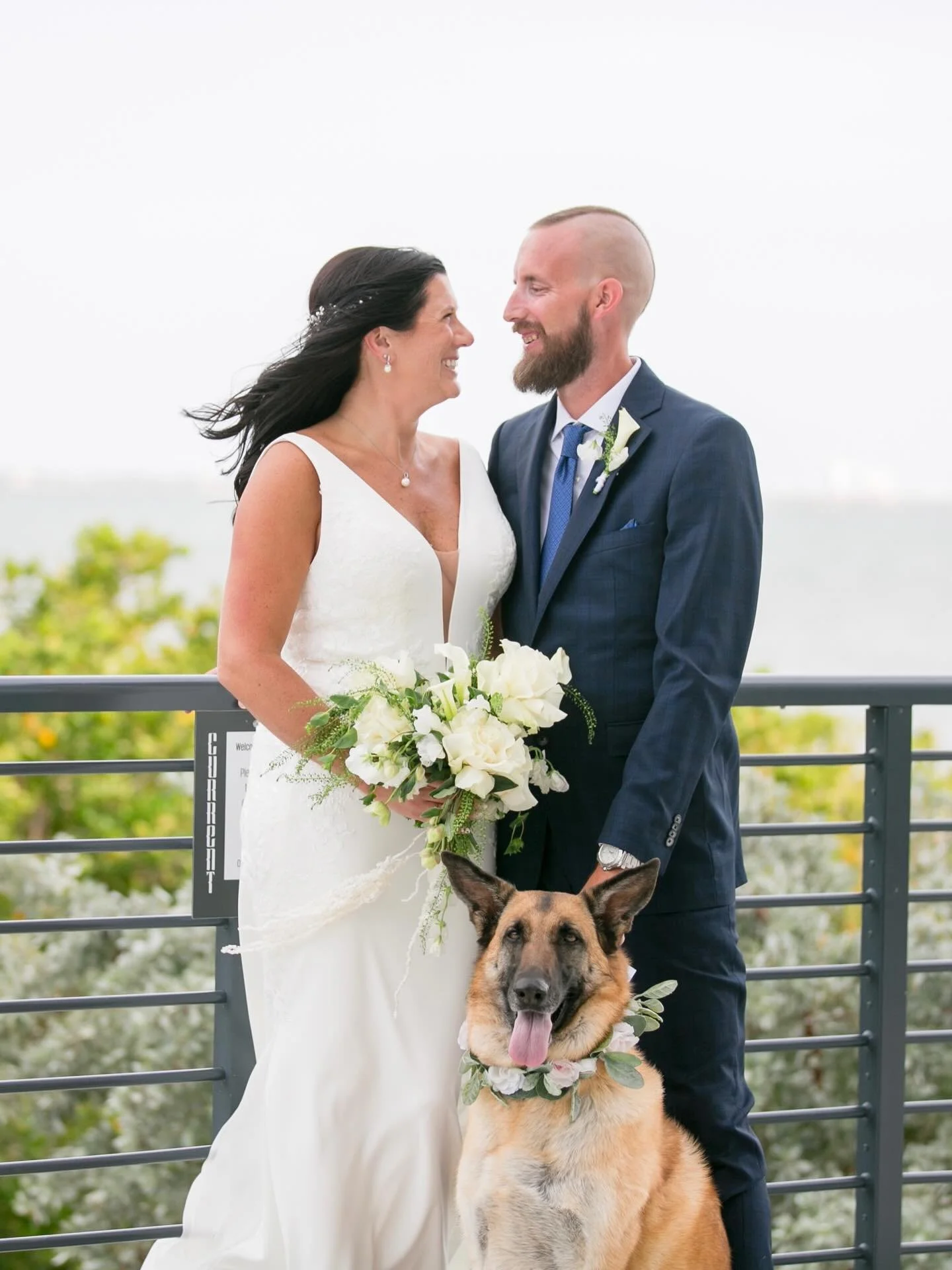 Happy Anniversary, Ashleigh &amp; Steve &mdash; 
Two years ago today, these two said &ldquo;I do&rdquo; flowers in hand, and their best girl Luna right where she belonged &mdash; front and center, flower collar and all. 🐾
Today is also Ashleigh&rsqu