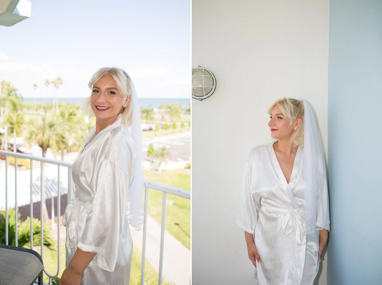 bride on balcony at safety harbor resort and spa