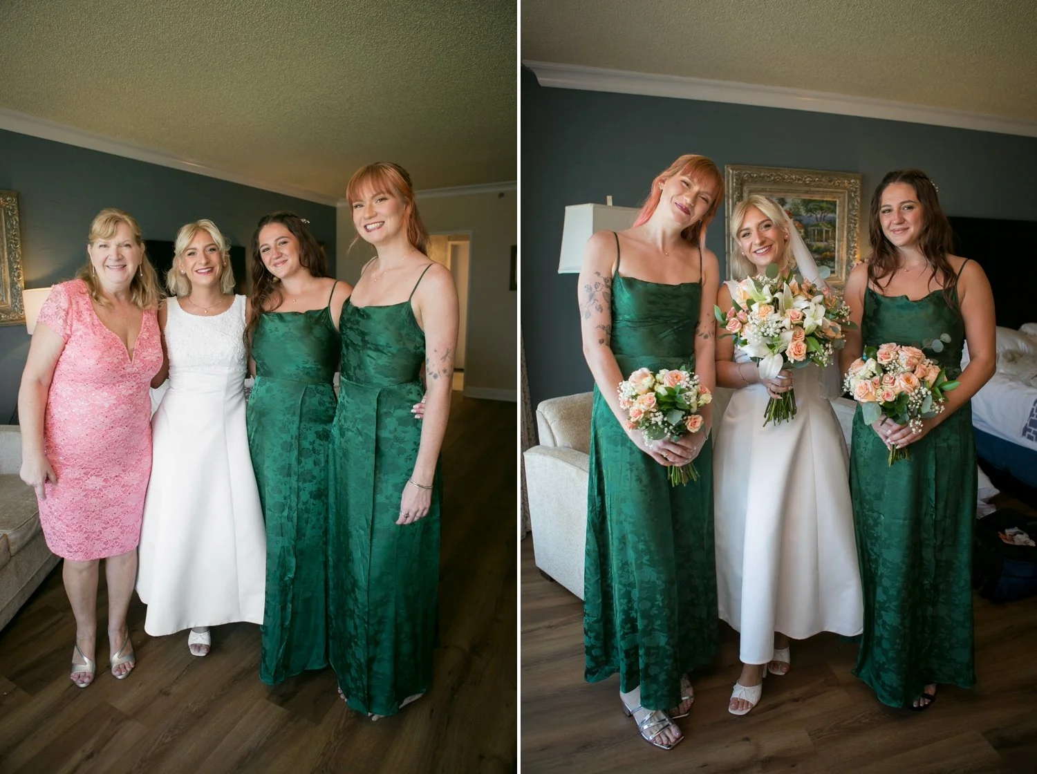 bridesmaids in emerald green at safety harbor resort and spa