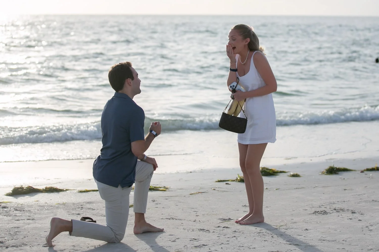 She had no idea today was the day. 🤍

Molly thought this was just a beach weekend with Seth, and that if a proposal was coming, it would be out in CA on a future trip. Instead, Seth got down on one knee on the sand right here @sandpearlresort and as