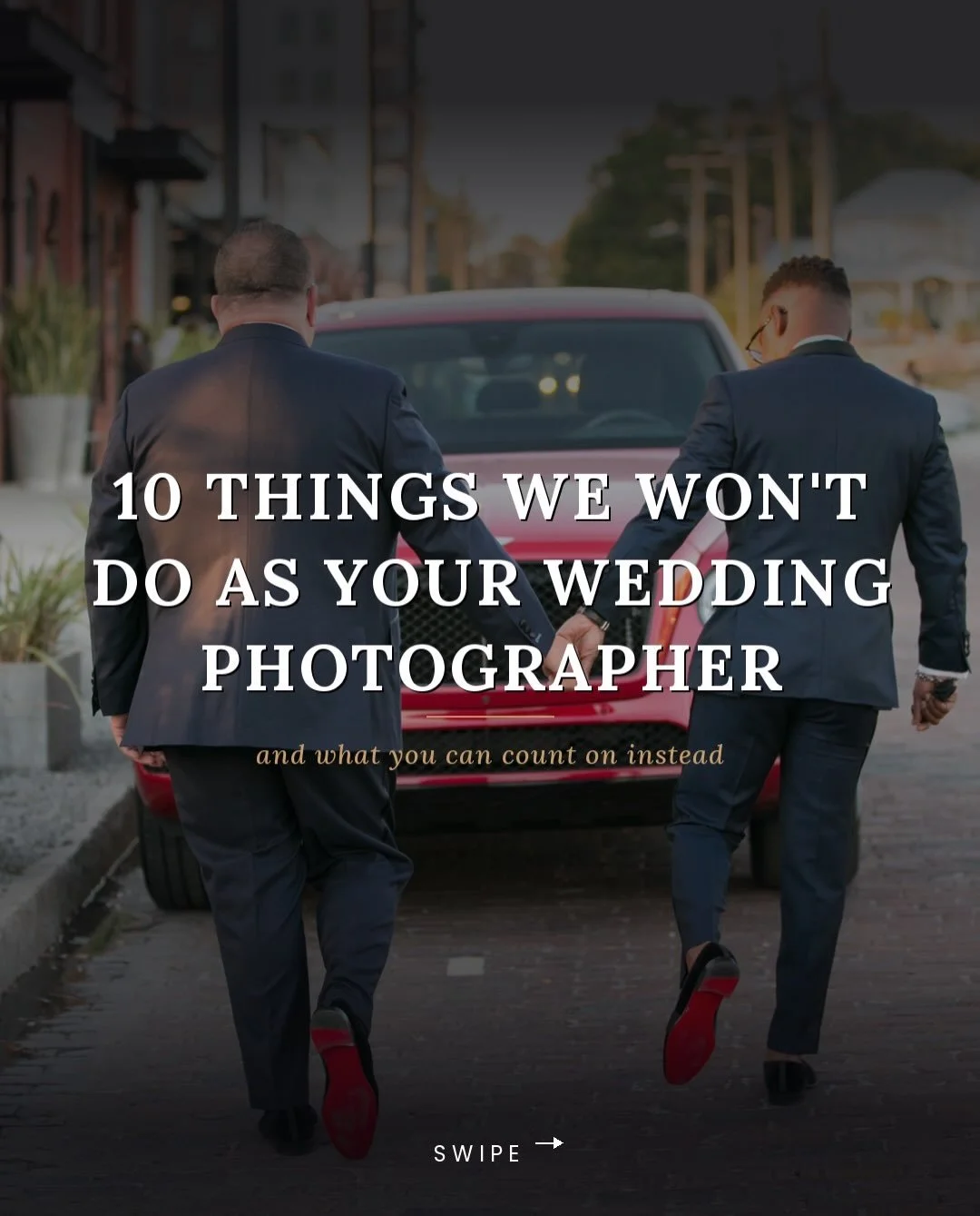 It&rsquo;s Monday and we&rsquo;re feeling 🌶️. Real talk: We&rsquo;ve got a list 🤣. 10 things we will NEVER do as your wedding photographers  swipe to see all the ways we&rsquo;re not like the others. 
Because weddings are beautifully imperfect.
The