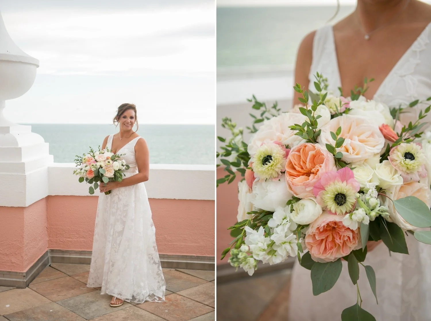 Bridal photo on the balcony of the don cesar