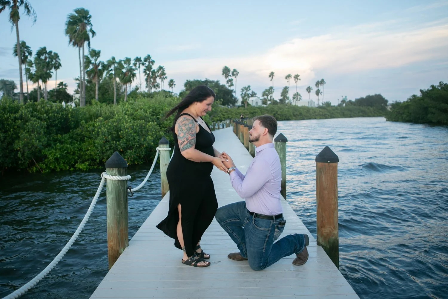 Connor had a dinner date planned at @oystercatcherstampabay to celebrate their anniversary, and as far as Dorothy knew, that was the whole plan. 🌴

Before dinner, he suggested a quick walk out on the dock. The sun was setting, the palms were swaying
