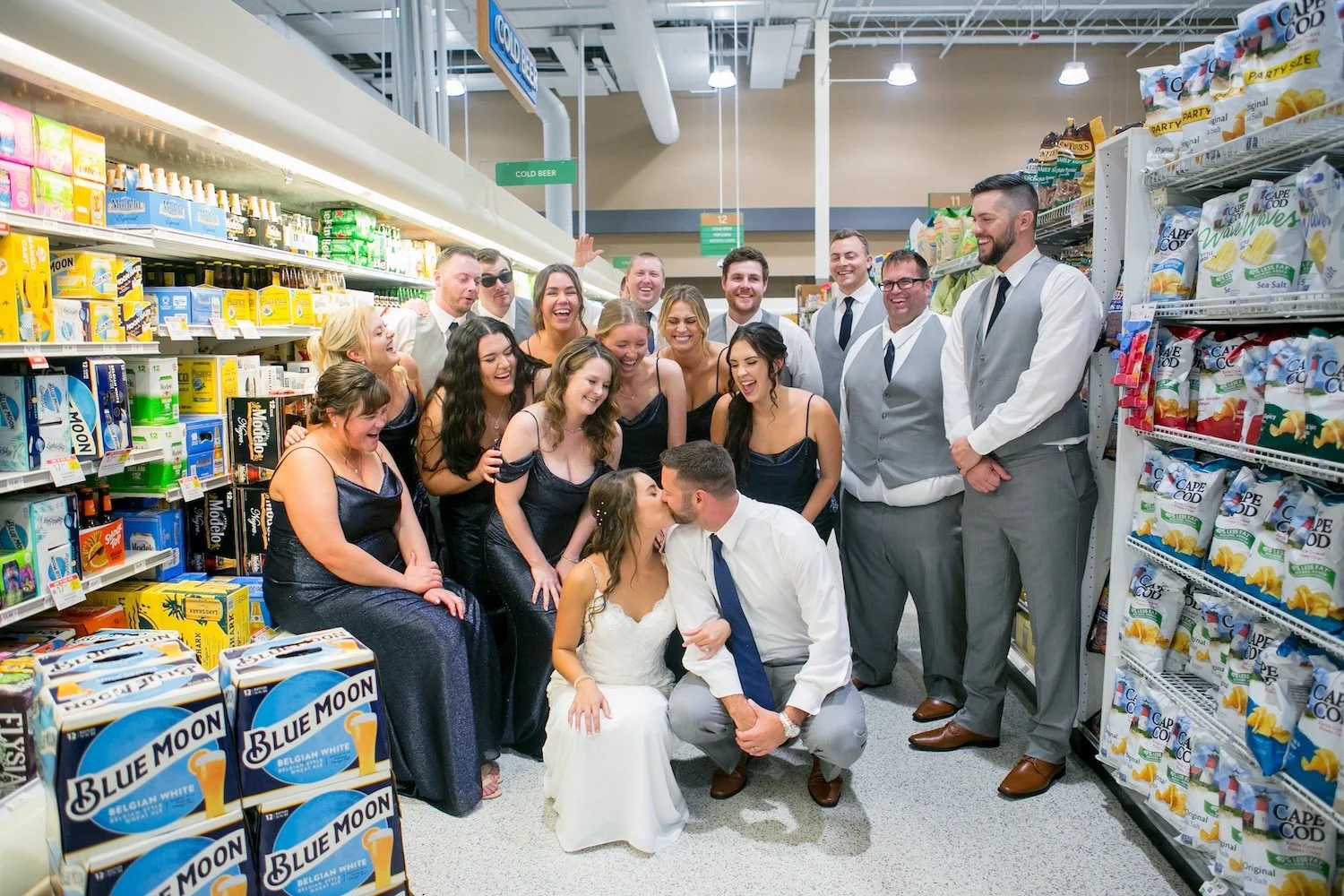 Wedding party photo at publix