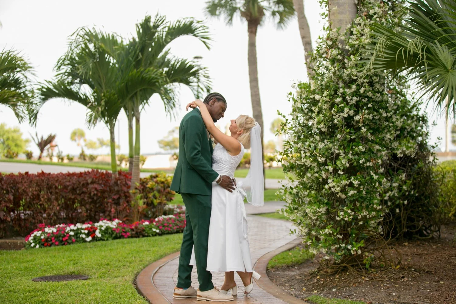 Bride and groom portraits at Safety Harbor Resort and Spa, Tampa Bay wedding photography by Carrie Wildes