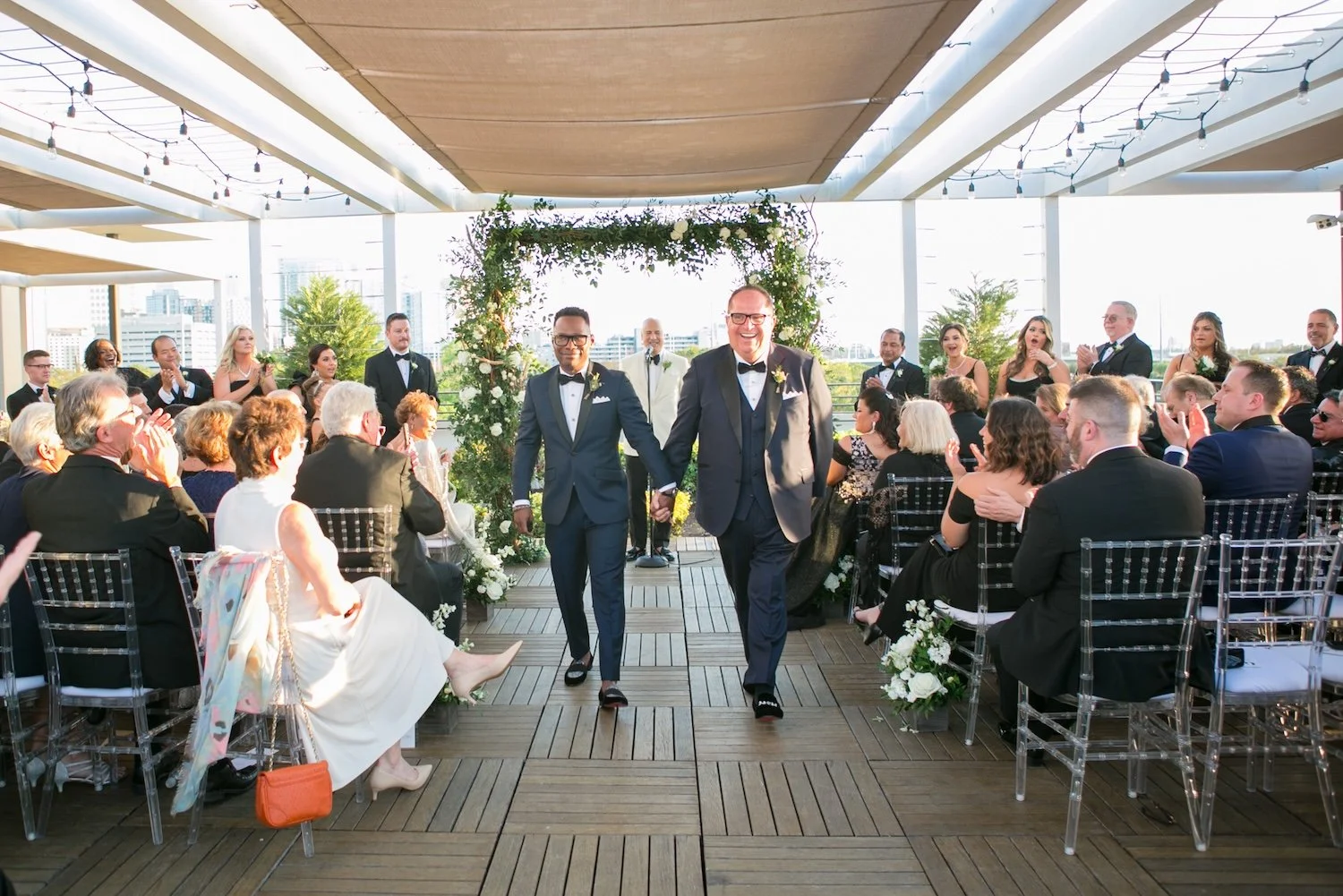 Same sex couple who just got married at Rooftop 220 in downtown Tampa