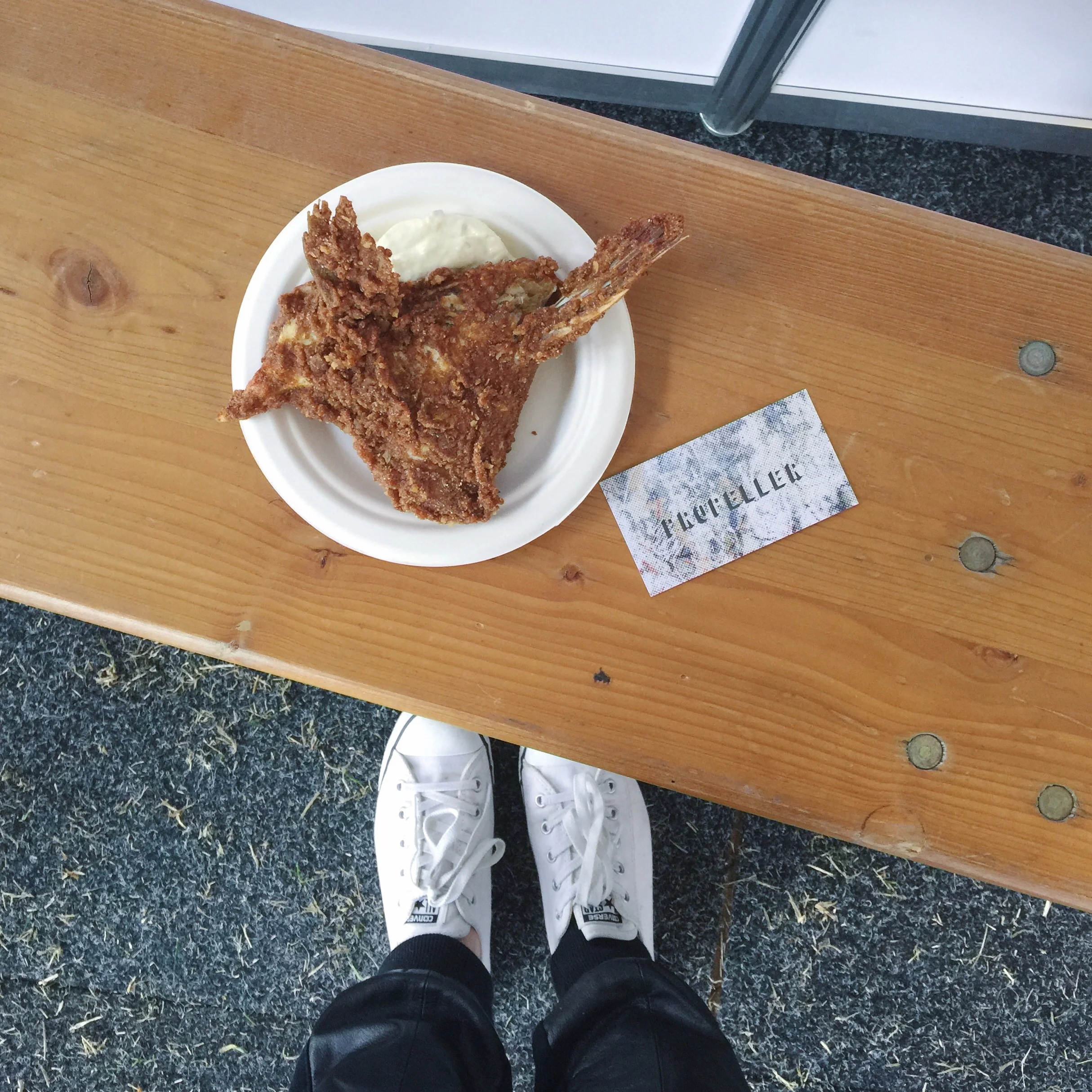 We made a habit of chatting to anyone who showed a mild interest in what we were eating. Its lovely to chat with strangers to find out what dishes they enjoyed. Loads of people raved about Propeller's spicy fried fish wings served with preserved lemon aioli so of course we had to grab one. 