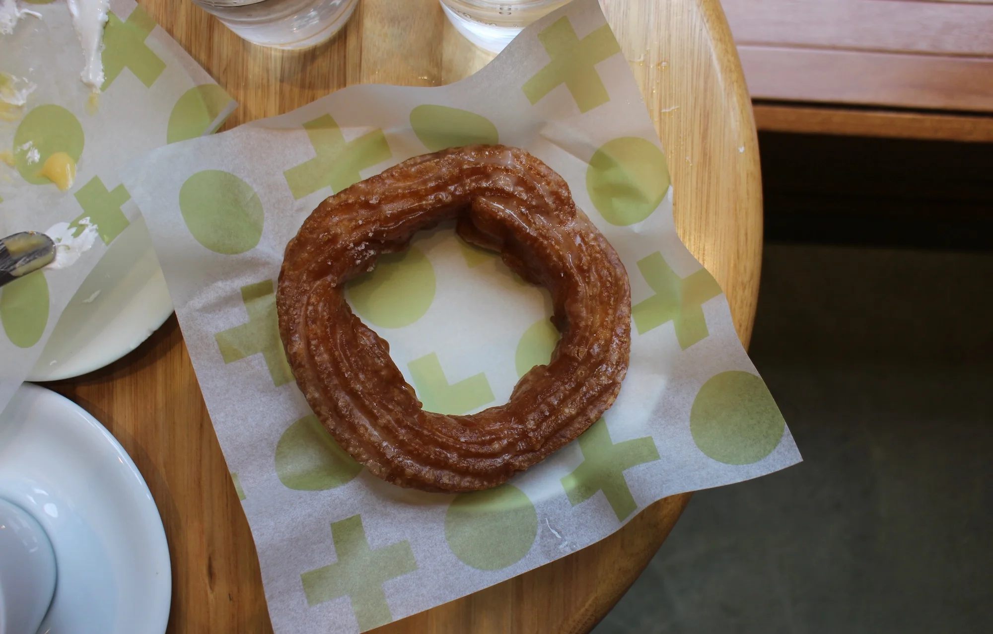 Australian Honey & Sea Salt Cruller. Dipped in a simple glaze made of local honey and organic milk, and then topped with fine flakes of salt.