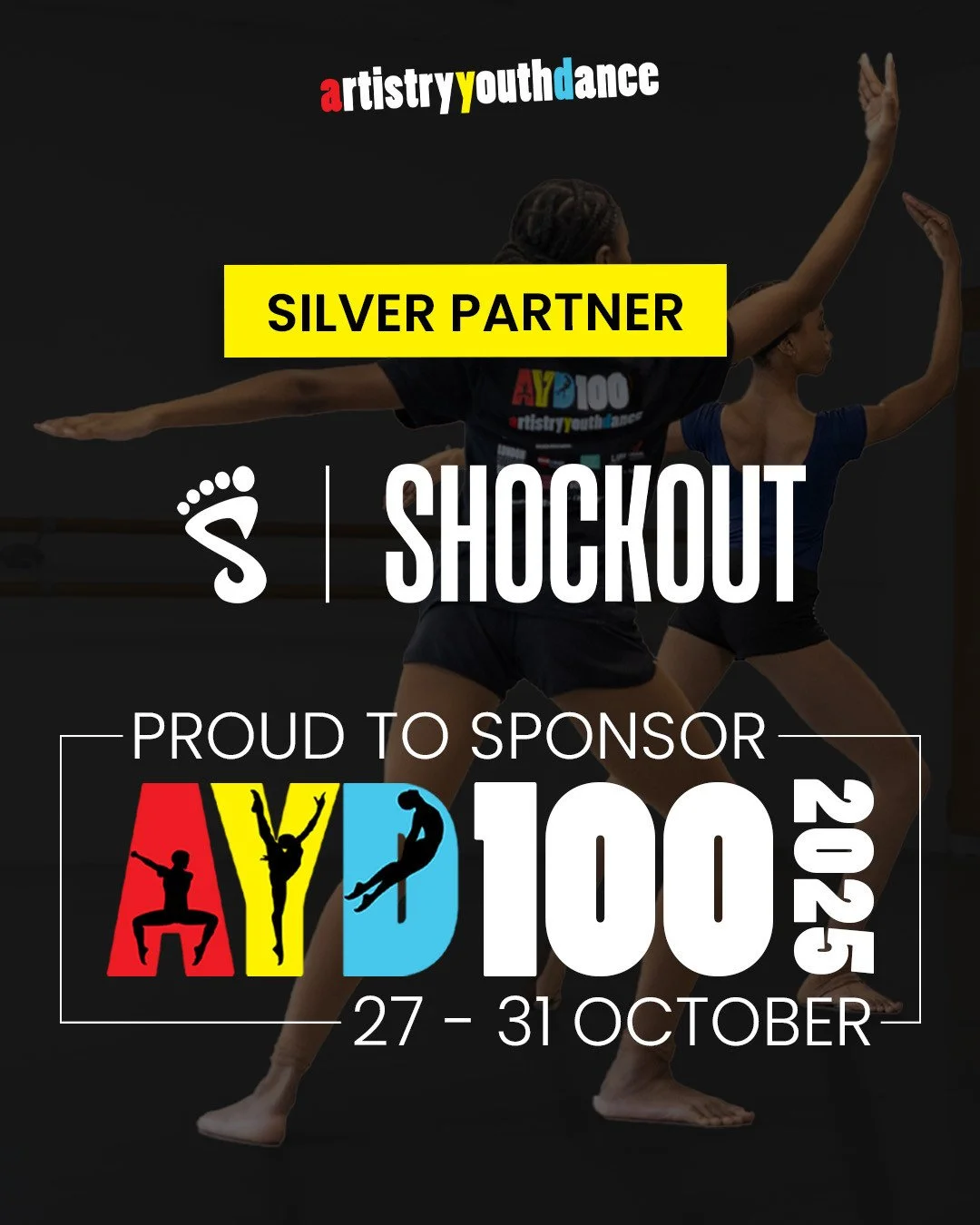 📢Announcing AYD100 Silver Partner @weareshockout!📢⁠
Shockout will be delivering some exciting dance workshops for our AYD100 Event! Have you got your tickets yet?⁠
⁠
🌟 AYD100 DANCE WORKSHOP &amp; SCHOLARSHIP PROGRAMME 🌟⁠
Mon 27 &ndash; Fri 31 Oct