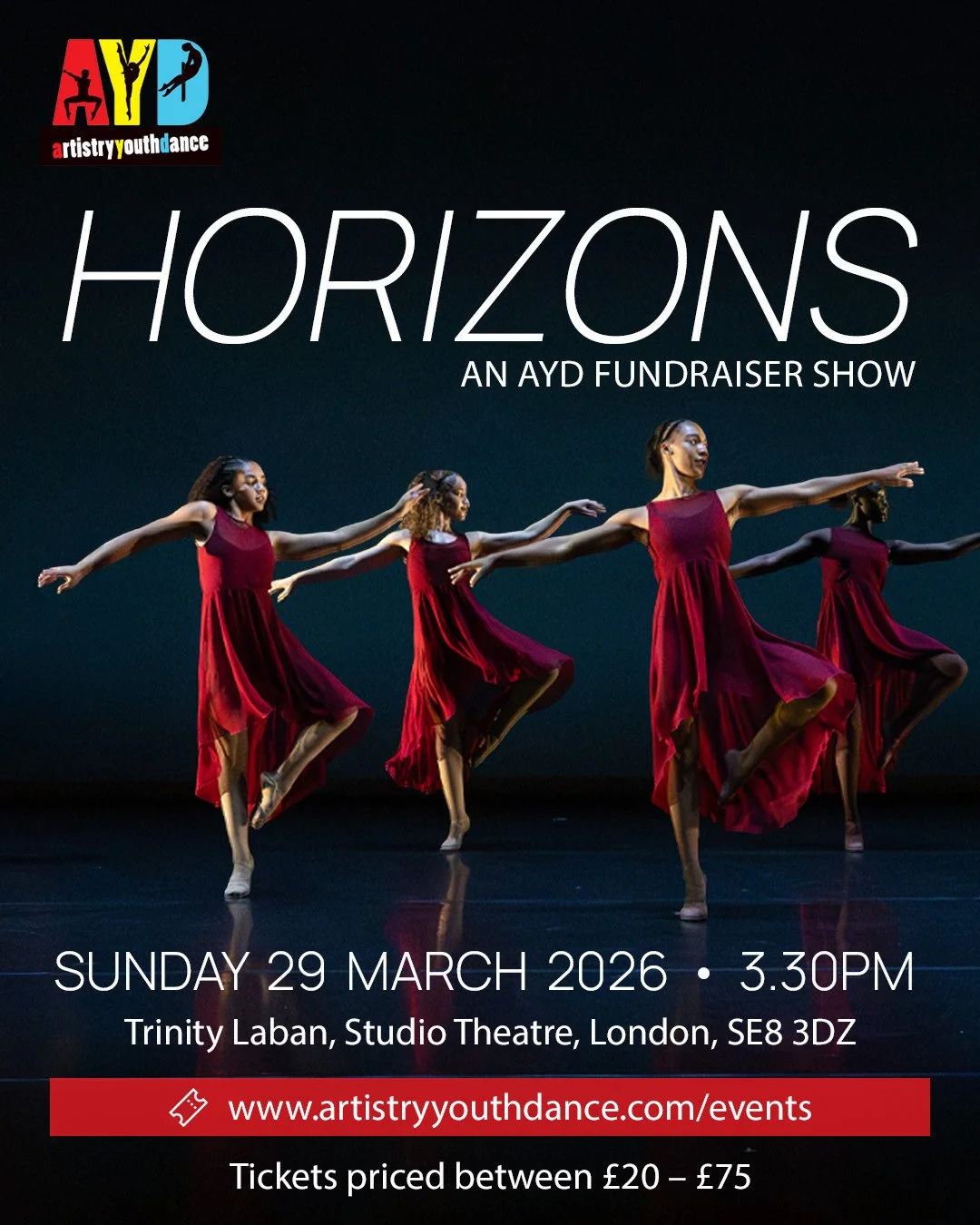 Tickets are still available for HORIZONS: An AYD Fundraiser Show ✨⁠
⁠
Artistry Youth Dance are heading to Australia this summer! 🇦🇺✨⁠
⁠
Join us for an exciting afternoon of performances from our Junior Company, Senior Company, and Alumni&mdash;rais