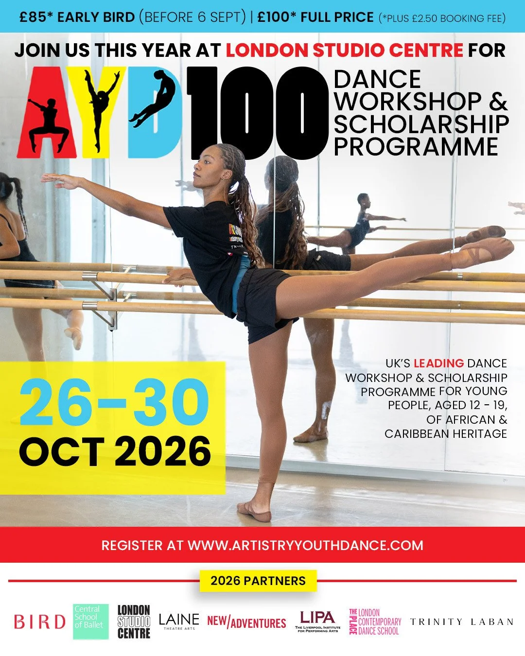 🌟 AYD100 TICKETS AVAILABLE NOW 🌟⁠
⁠
Are you aged 12-19 and passionate about dance? Join us for the AYD100 Dance Workshop &amp; Scholarship Programme this October in London for 5 incredible days of training, inspiration, industry insight, and schola