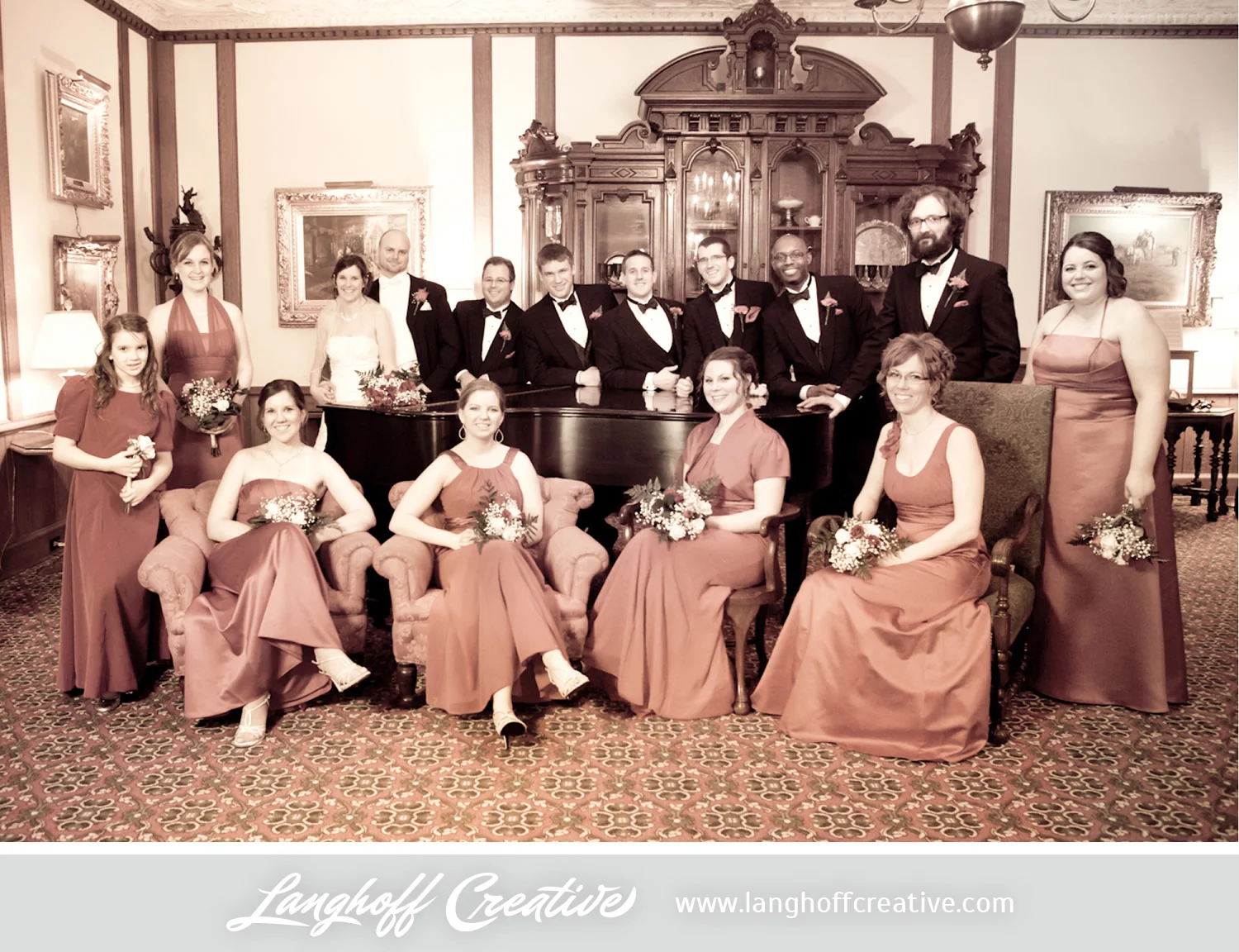 We had a couple minutes to grab some shots of the wedding party right before the reception. They had fun with this very presidential, historic look in one of the rooms at the Milwaukee Rite Center . Such a fun group!