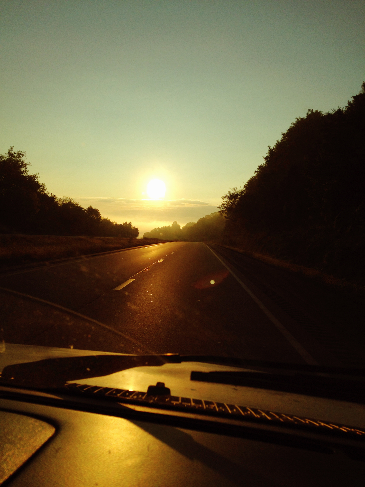  Miles of open road at sunrise. 