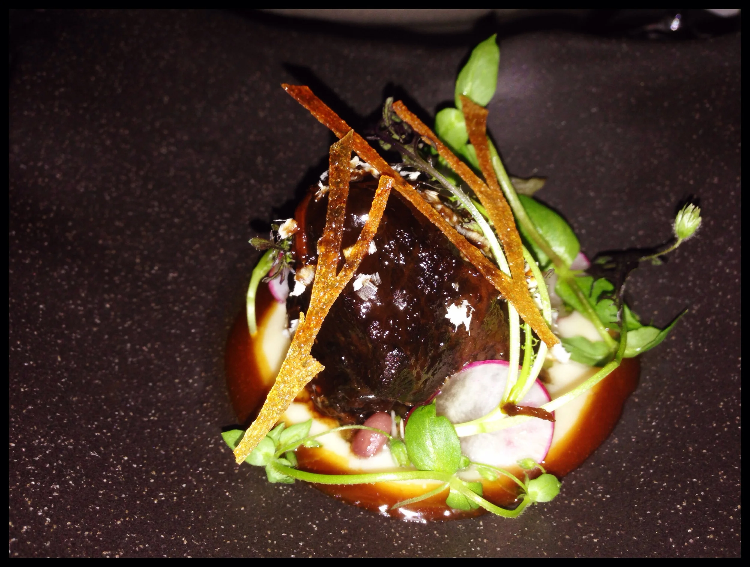 white beans – beef cheek – torpedo shallots – chickweed