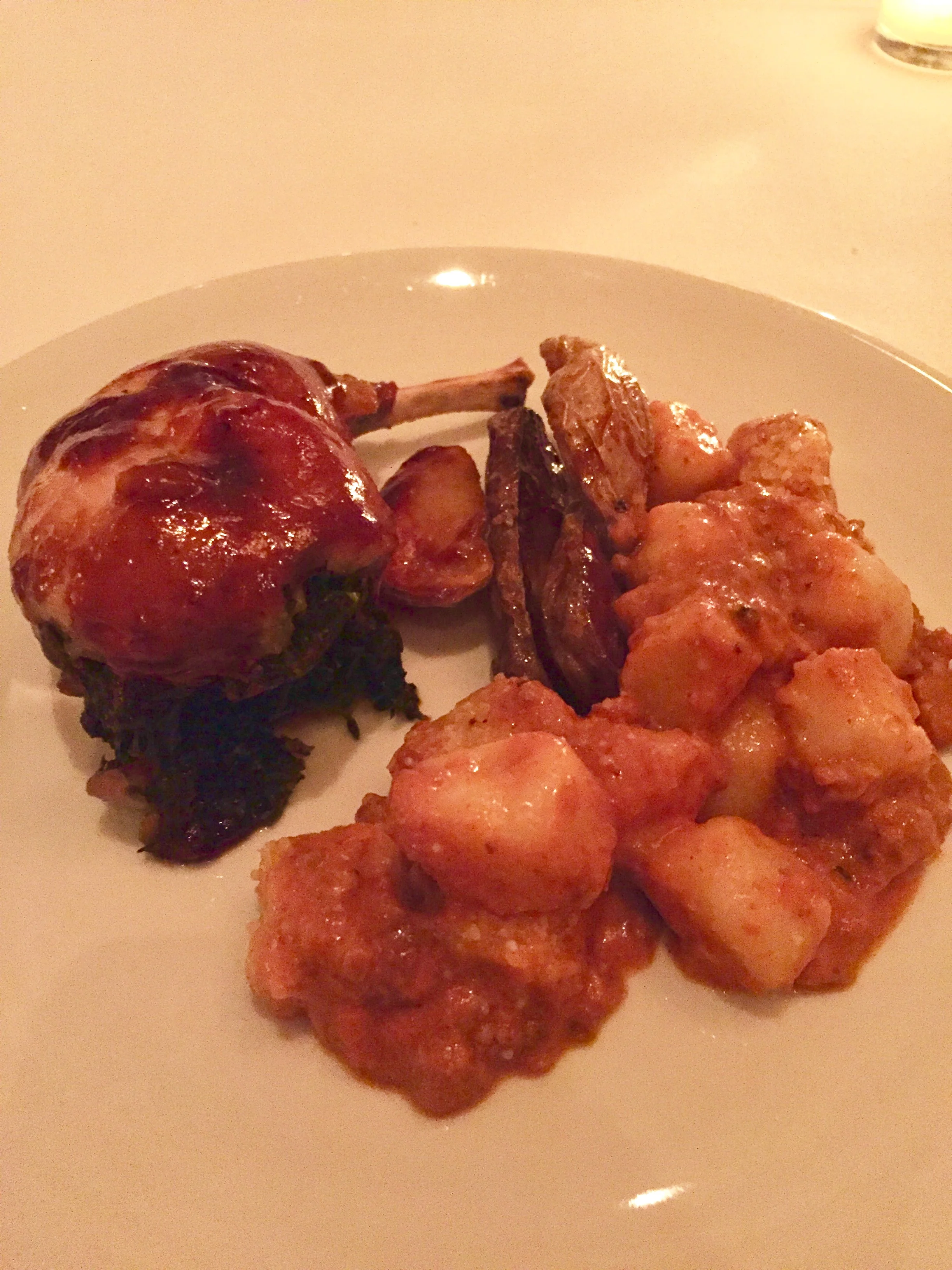 Rabbit stuffed with foie gras & spinach and gnocchi with a ragu
