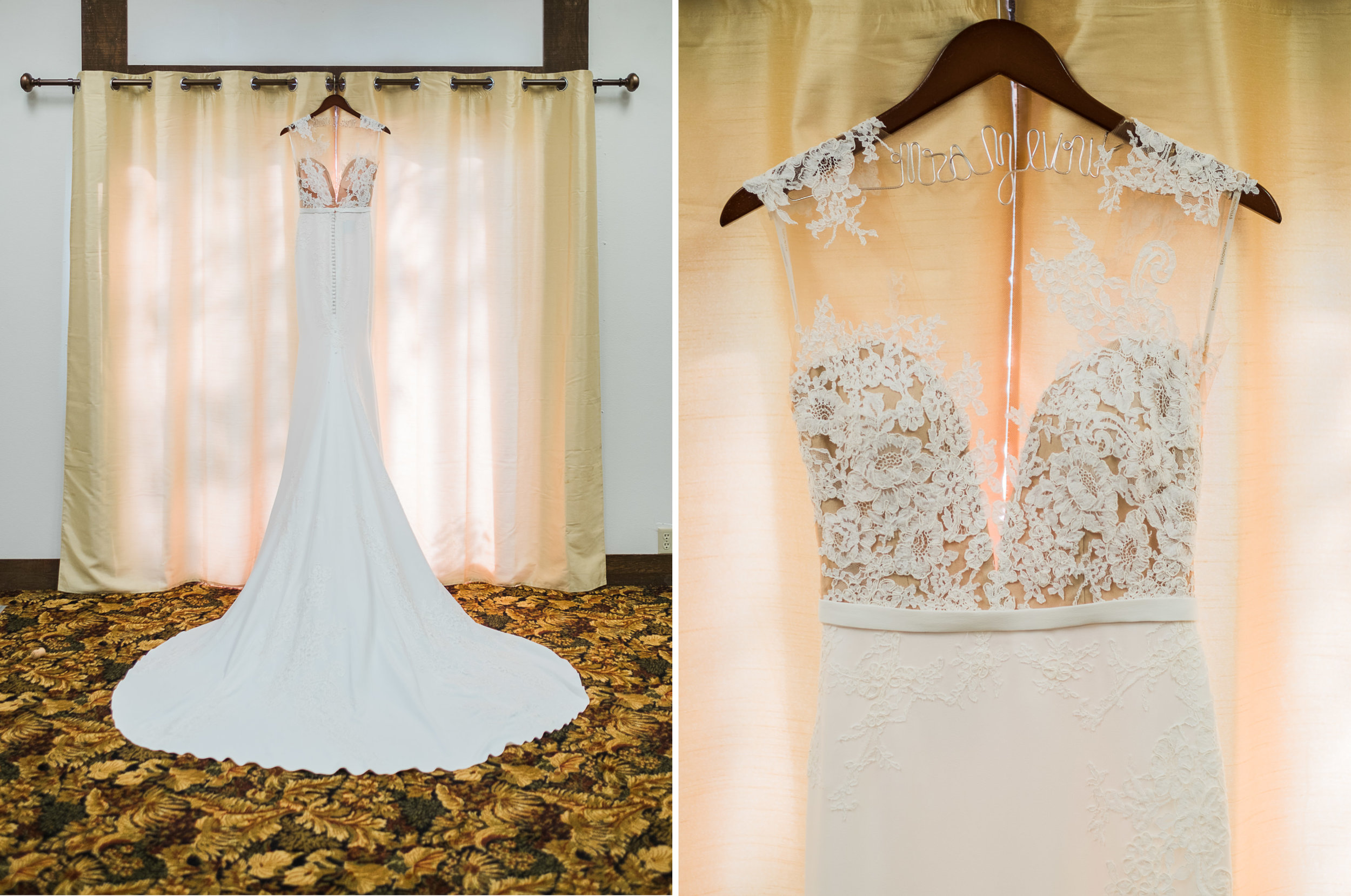  Wedding dresses hanging inwindow at Cragun's on Gull 