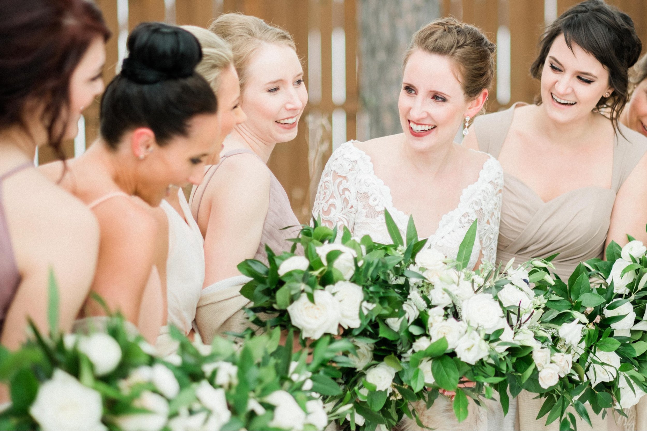 Wedding party portraits at Pine Peaks Event Center in Northern, 