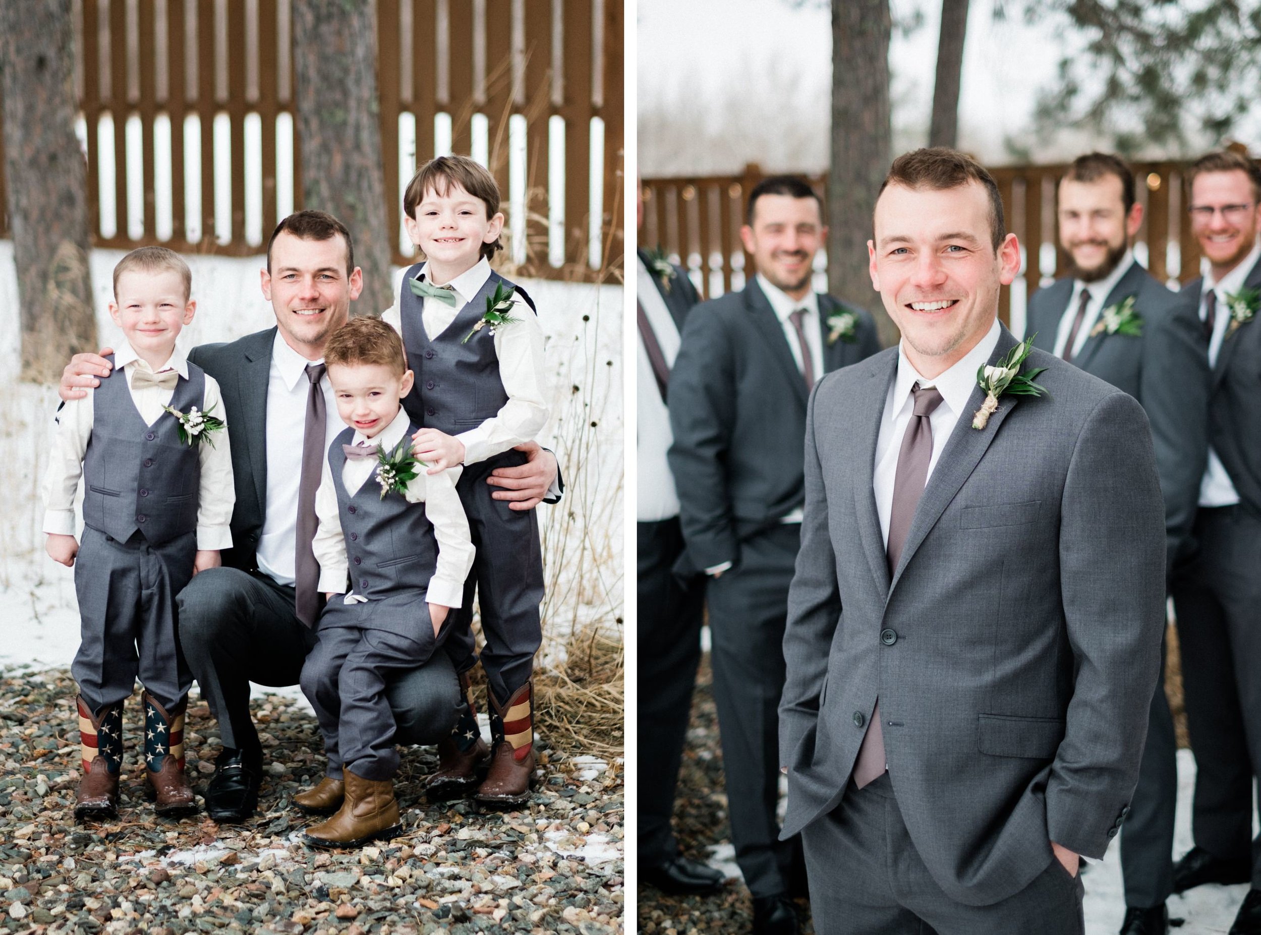 Wedding party portraits at Pine Peaks Event Center in Northern, 