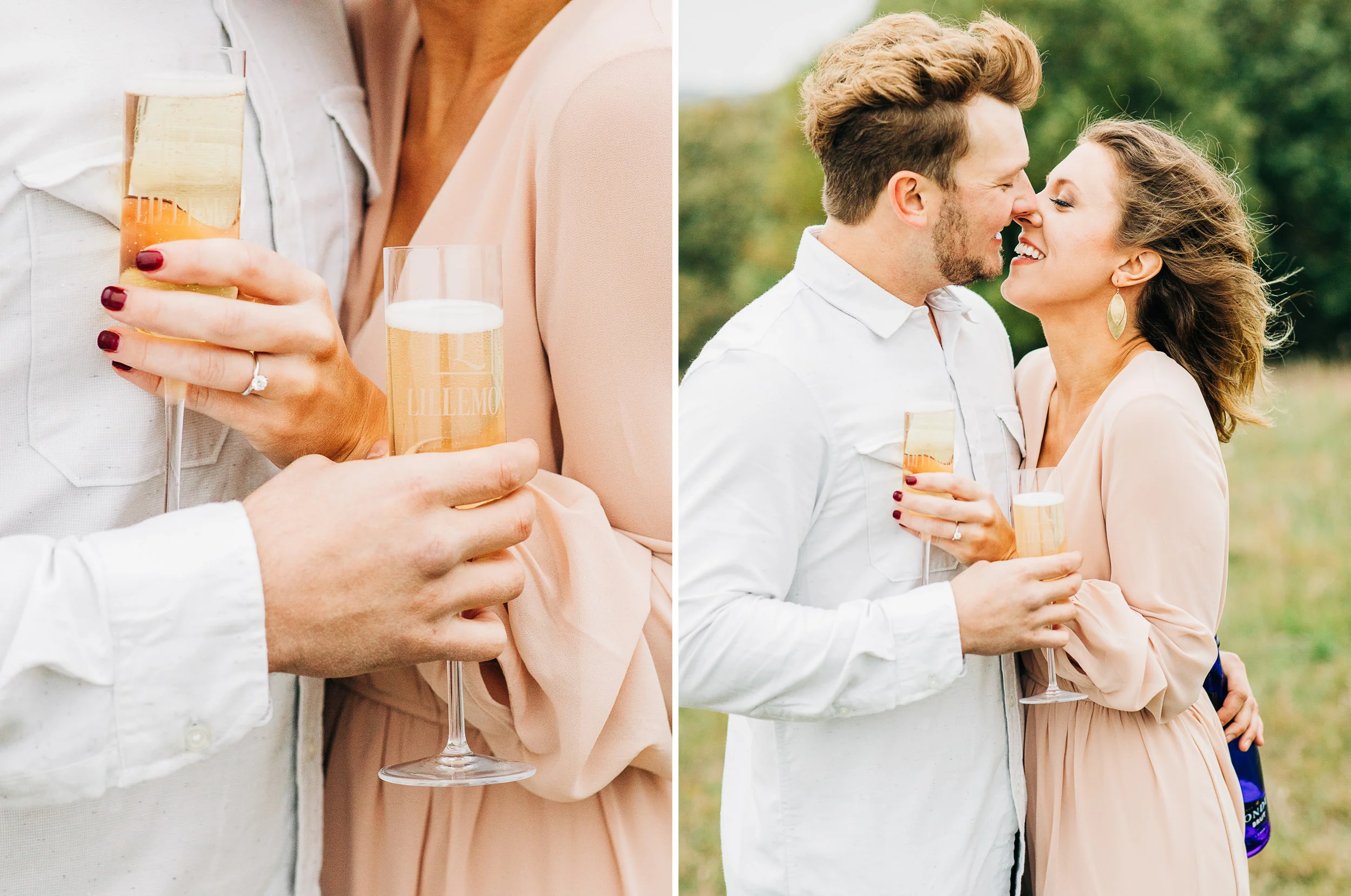 Prairie, Pink engagement session with a puppy in MN