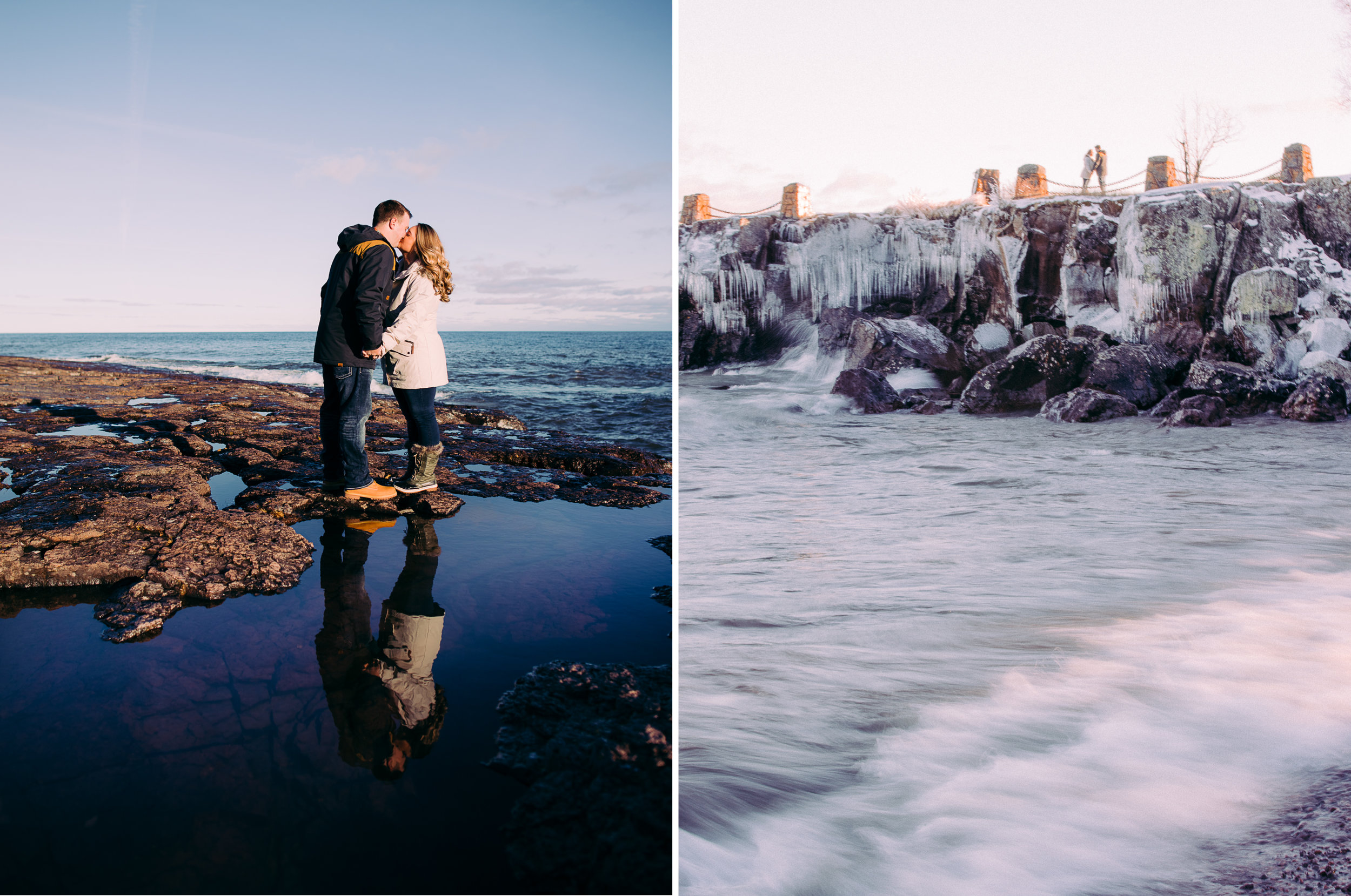 Gooseberry Falls Winter Engagement Session in Minnesota