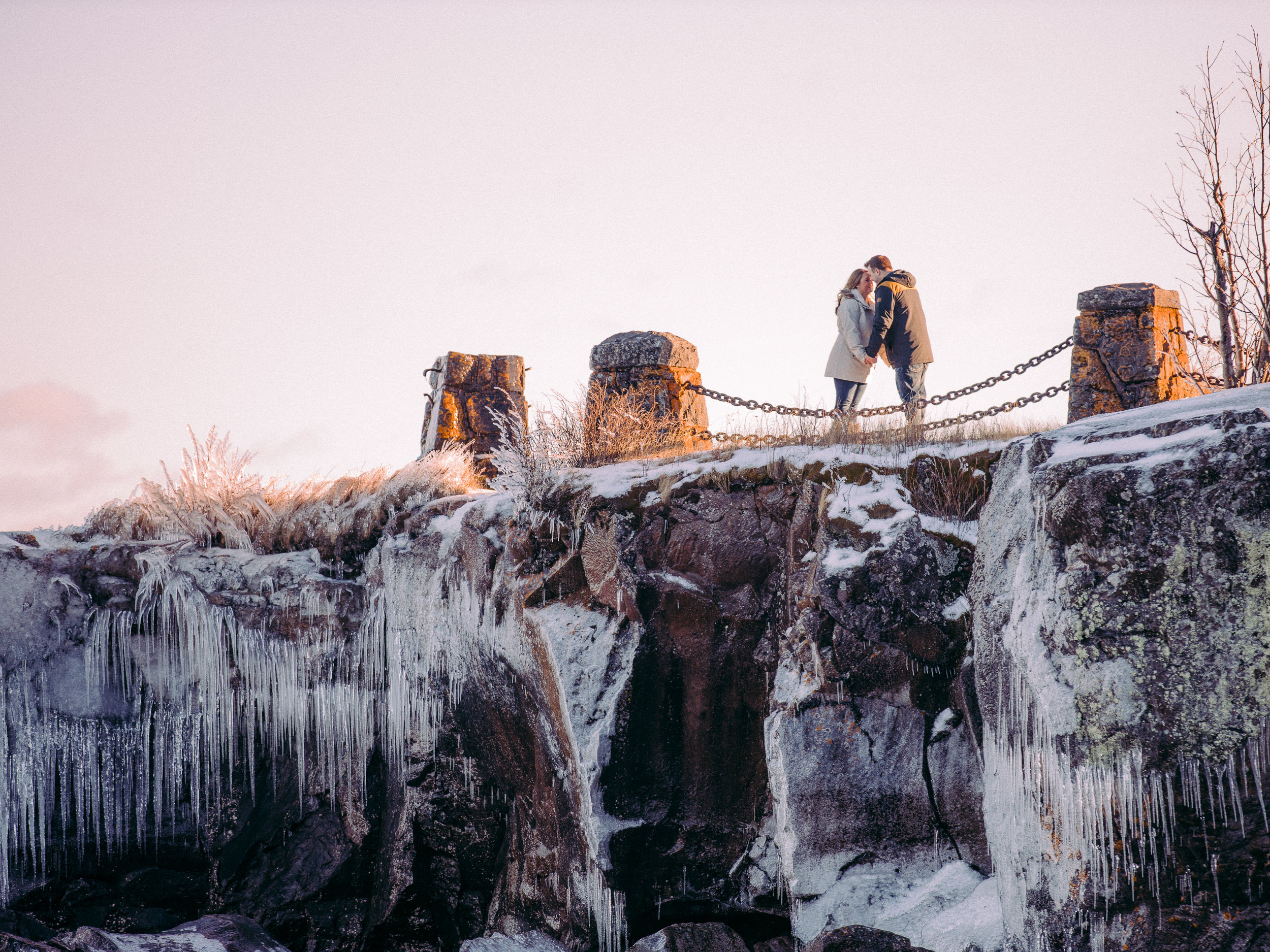 Gooseberry Falls Winter Engagement Session in Minnesota