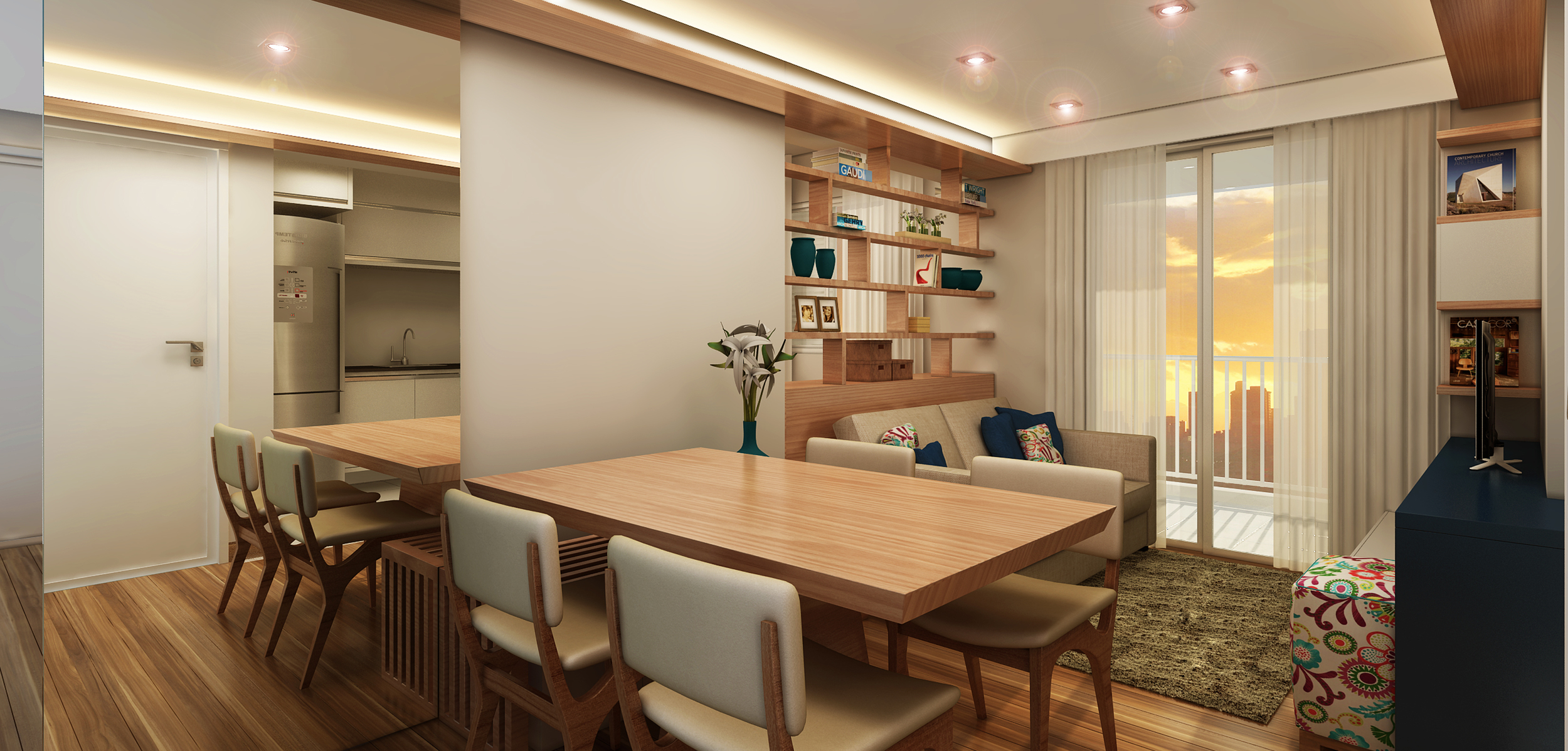 Sala de Jantar e Tv Apartamento Vila das Mercês - São Paulo / SP - 70 m2 Projeto: Madi Arquitetura & Design Imagem: Érica Alfieri