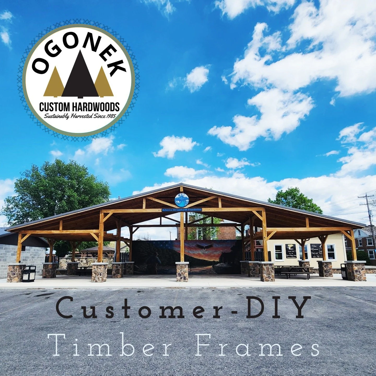 Today we are featuring a couple of customer-DIY timber frames made from our custom-cut timbers. First, a community center in Petersburg, West Virginia, and next, a private workshop structure. We love to see what our customers use our products to crea