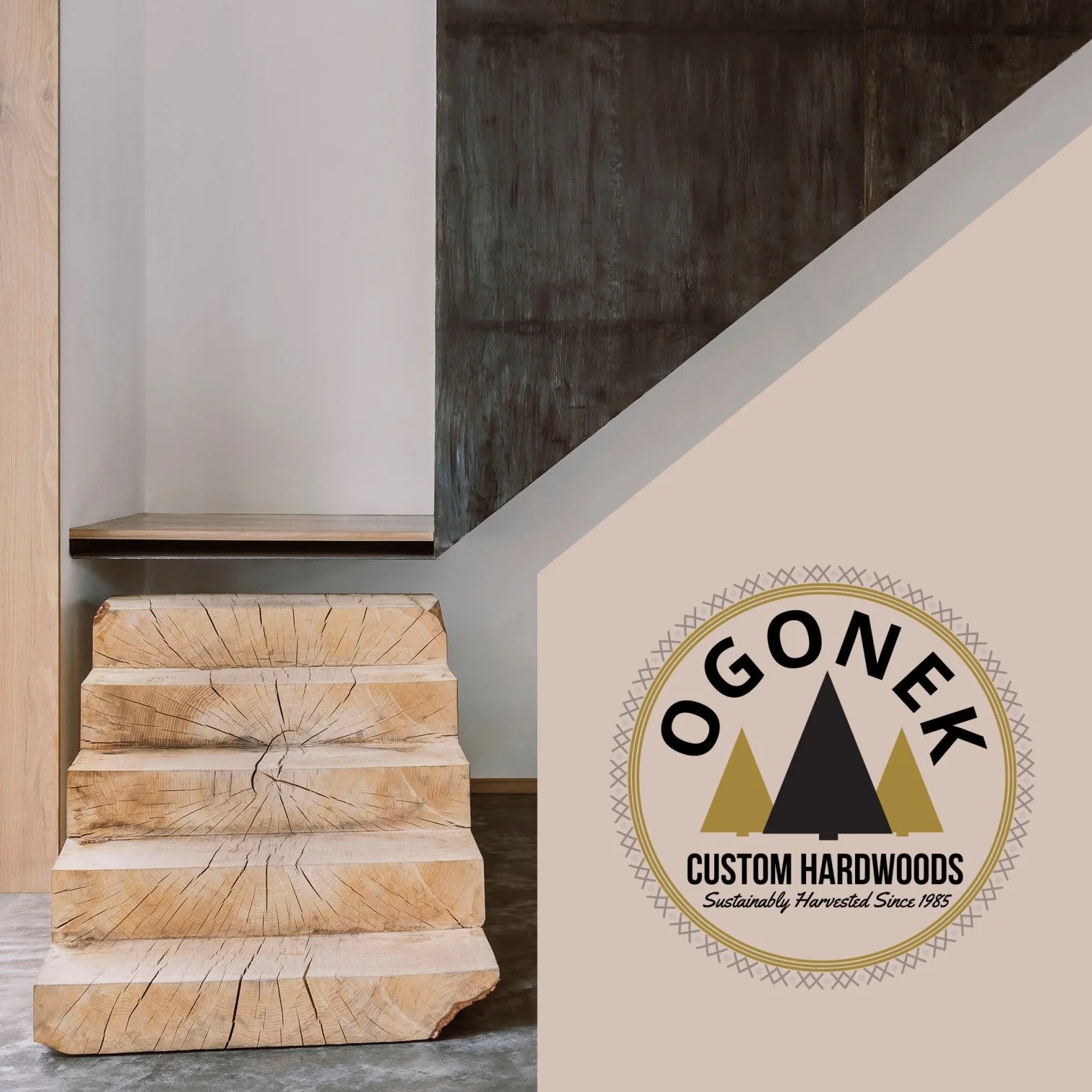 Here's a customer photo from a project we did awhile back ... a solid-piece staircase cut from a single log. This was a fun challenge, but the stunning result was well worth the effort!