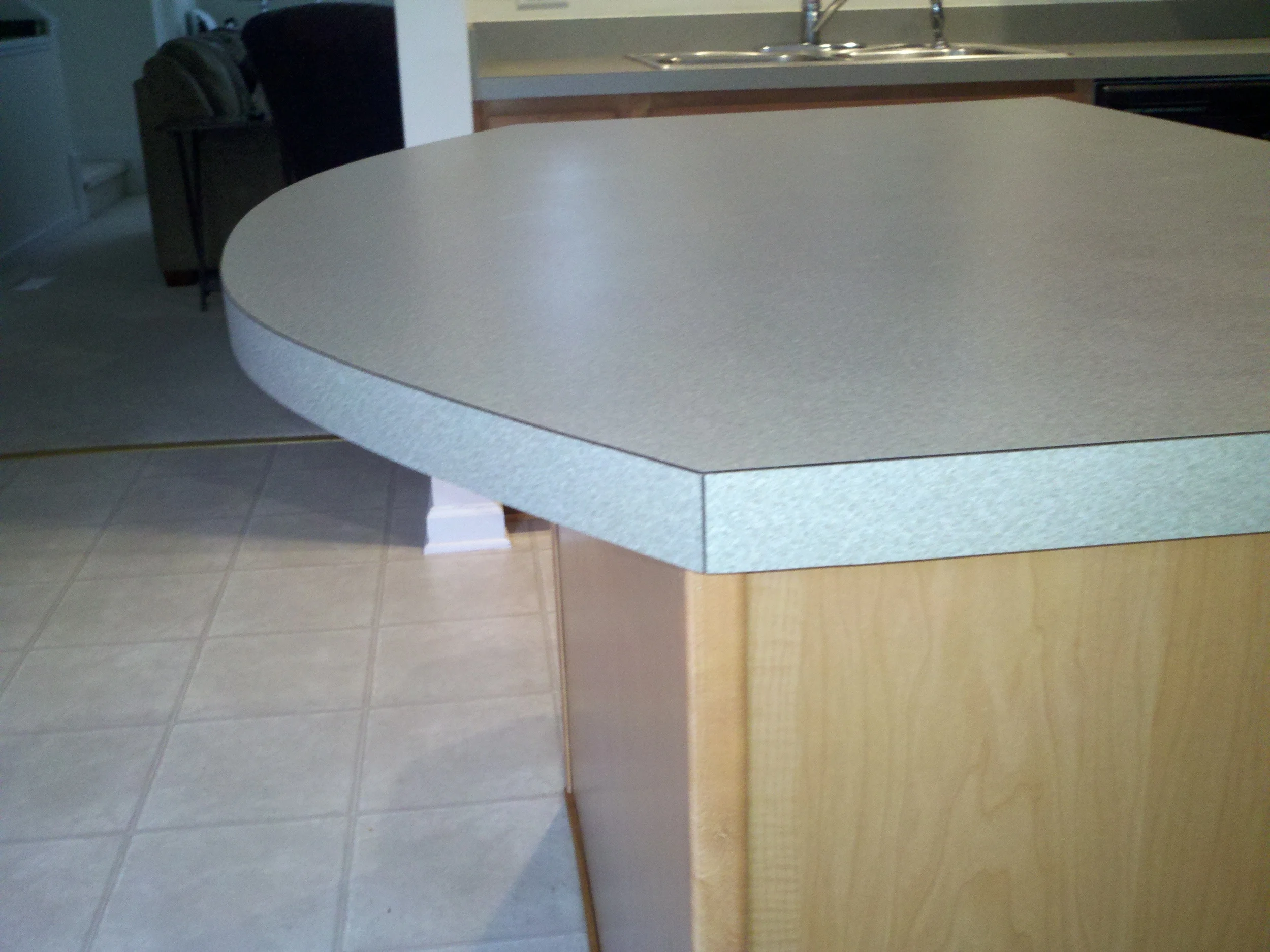 Before shot of island with square edges