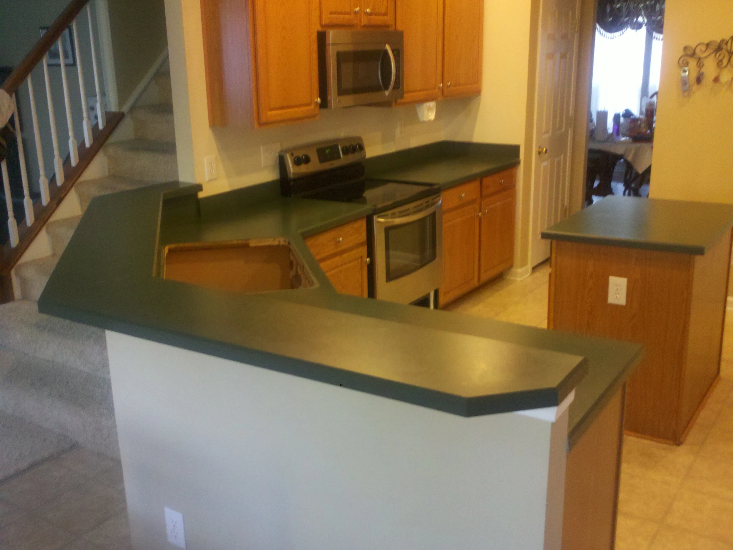 Before shot of green lamintate