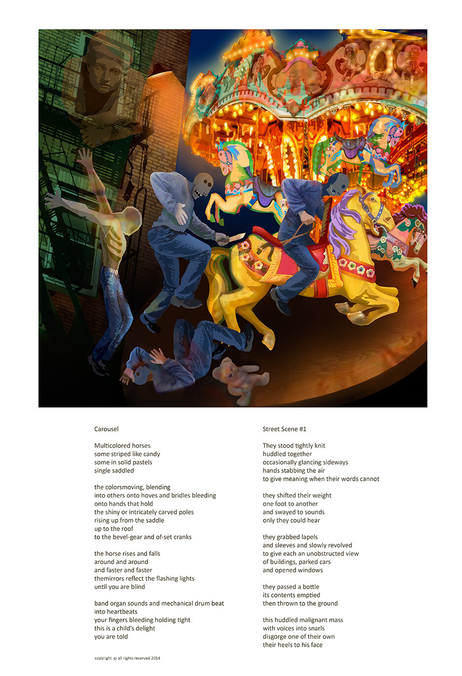 2a. Carousel with two poems, street scene and carousel with carousel image on 13 x 19..jpg