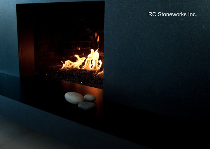 Fireplace wth Mitered Firebox and Hearth