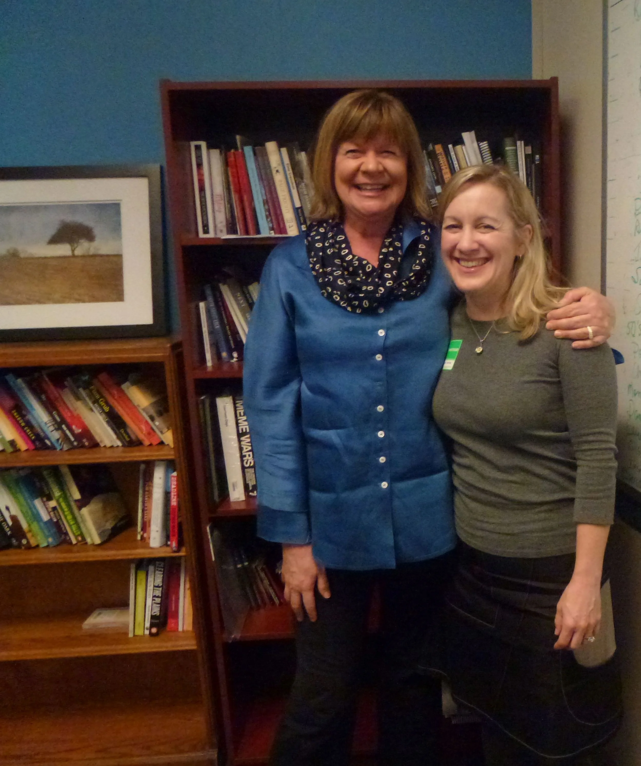 Shelagh Rogers of CBC Radio's The Next Chapter and journalist, writer and Page Turner winner Christine Fischer Guy.
