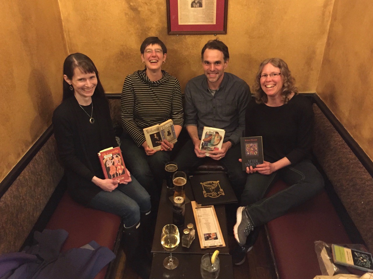 Project Bookmark Halifax Reading Group: Sarah Emsley, Marianne Ward, Alexander MacLeod, and Naomi MacKinnon. Missing from the photo are Susanne Marshall, Carol McDougall, and David Wilson.