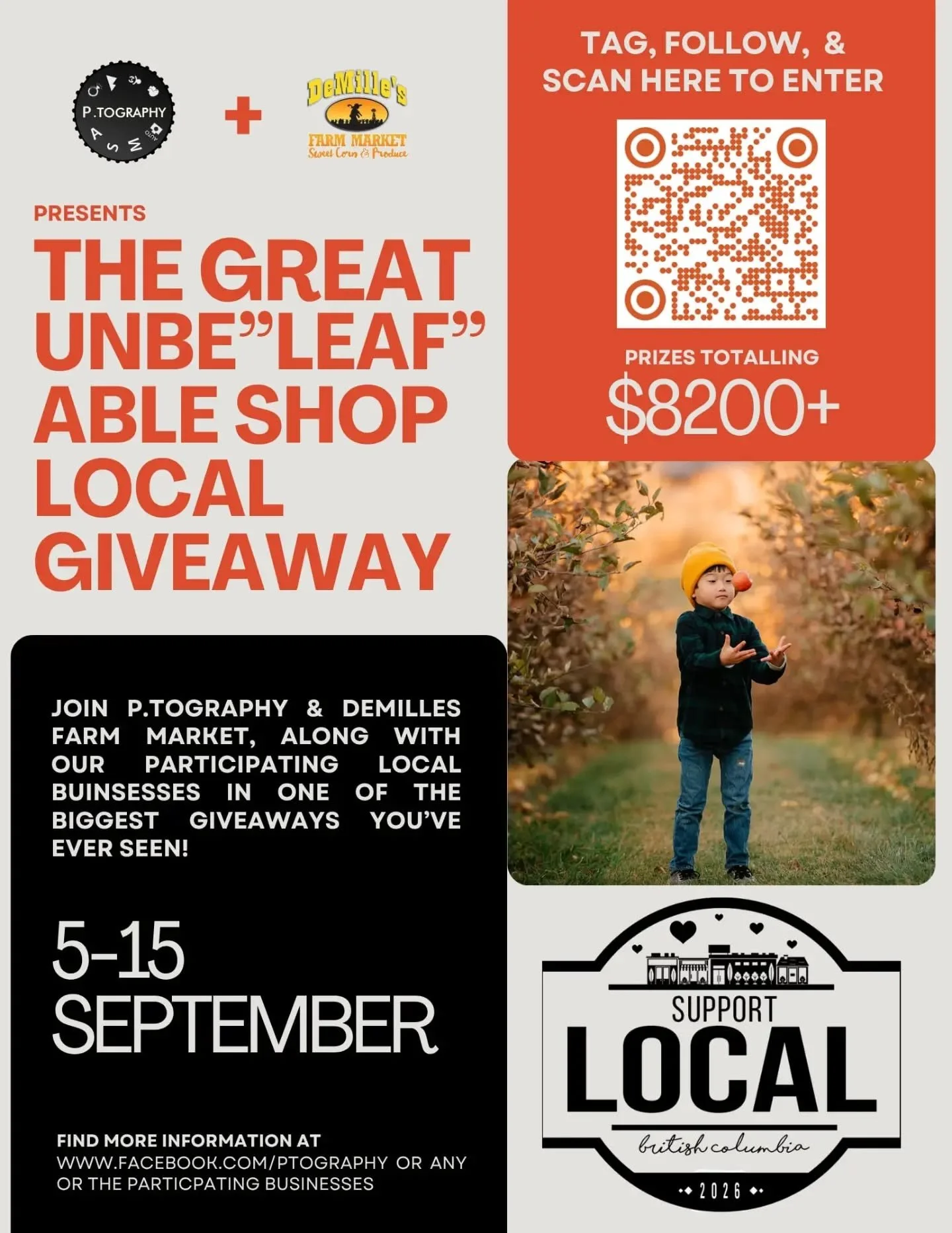 🍂 The Great Shuswap "Support Local" Fall Giveaway is OFFICIALLY LIVE! 🍂

We&rsquo;ve teamed up with @DeMillesFarmMarket and over 30 incredible local businesses to give away thousands of dollars in curated local prize bundles from Septembe