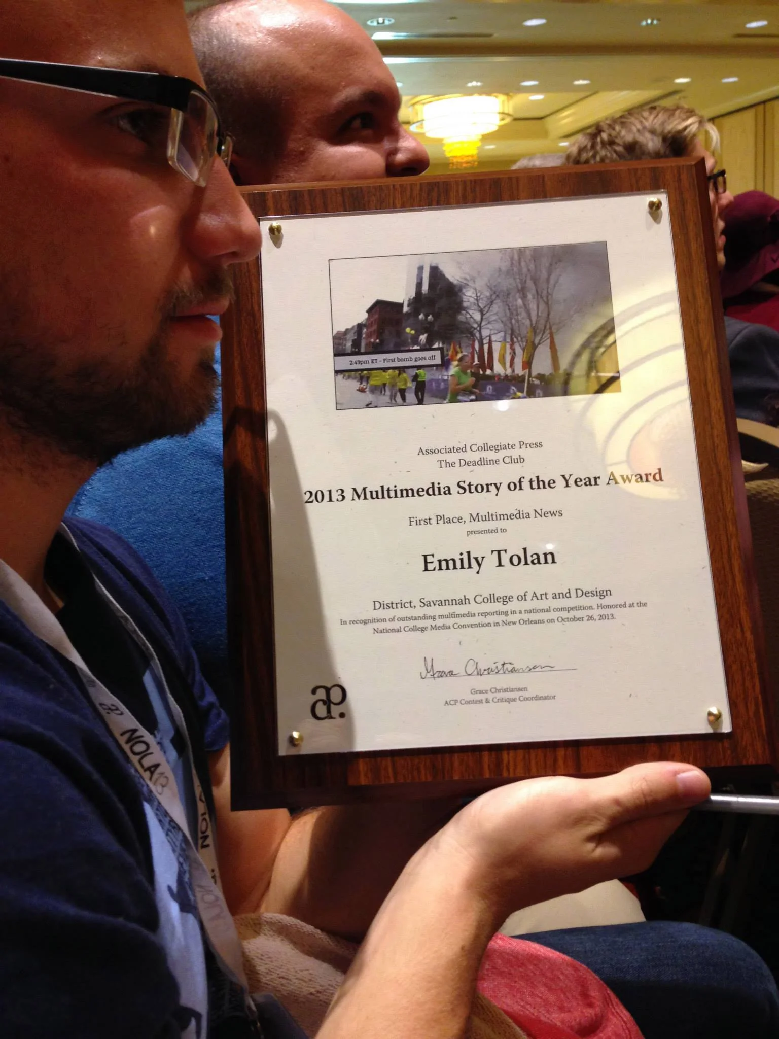 Nicholas Lawrence and Allison Bennett Dyche accepted the award on my behalf in New Orleans, LA.