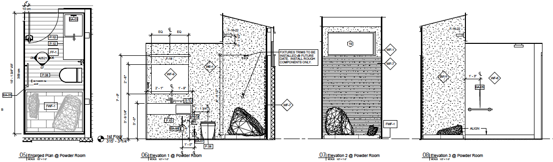 Enlarged Powder Room Drawings
