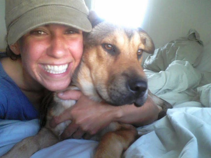 Jesse as a dog trainer in San Diego with her dog Kana
