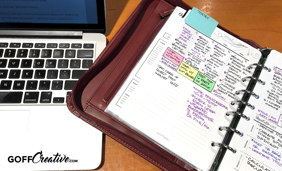 A photo of my personal and business planner (custom created) | GoffCreative.com