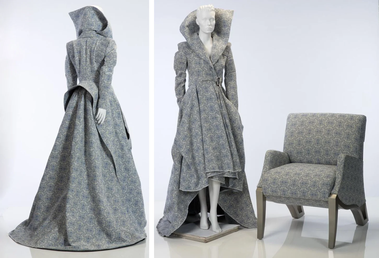 "Chairing Styles" Coat, made as a collaboration with a textile artist and a furniture designer.