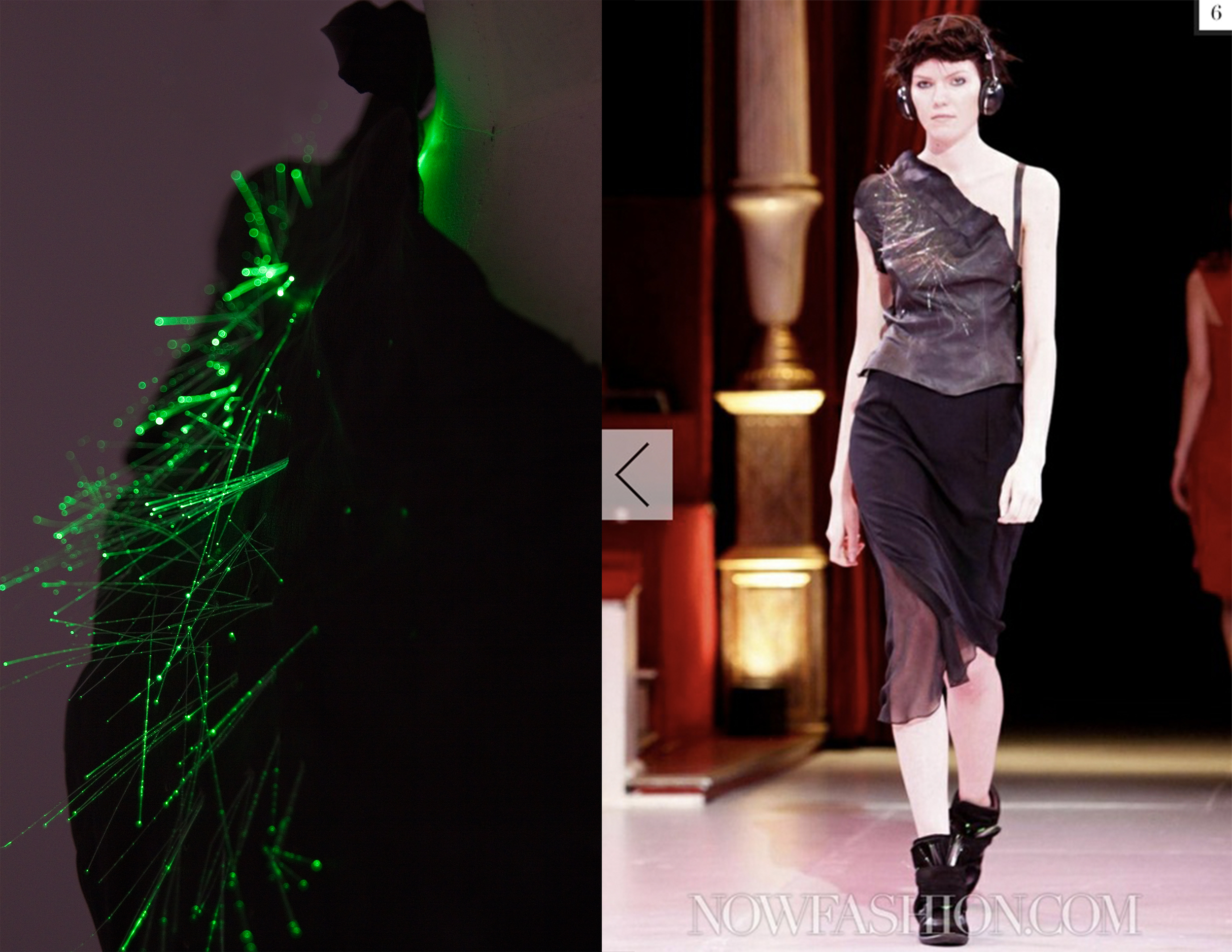  Perforated leather top embedded with green LEDs and fiberoptics. 