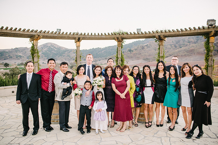 Bride and groom with all of bride's family!