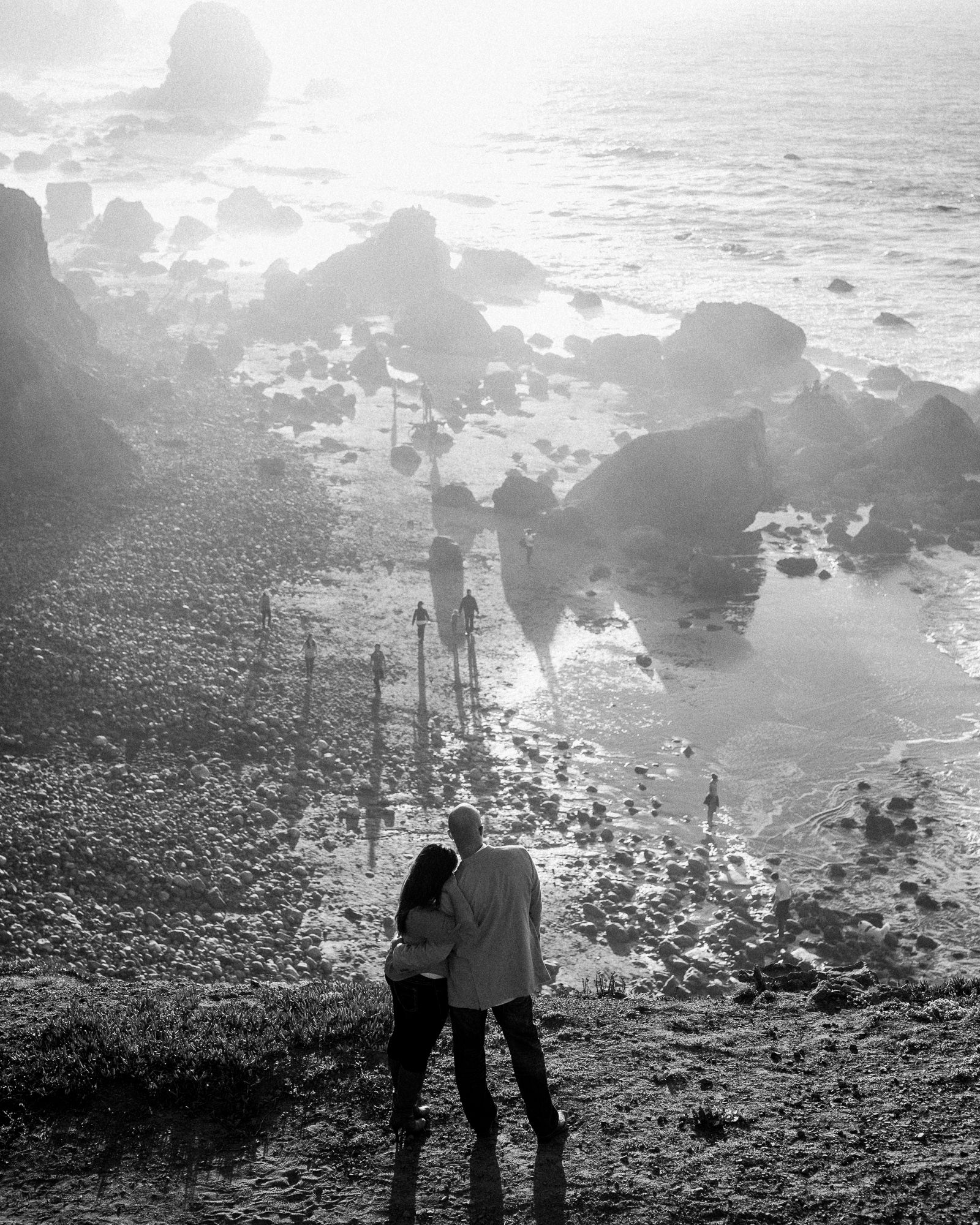 Scenic engagement session at Lands End sunset